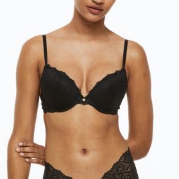 NWT H&M Black Lace Push Up Bra With Adjustable Straps Size 34D - Picture 4 of 9